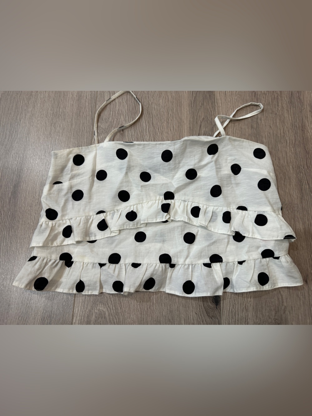 Topshop White Crop Top with Black Polka Dots